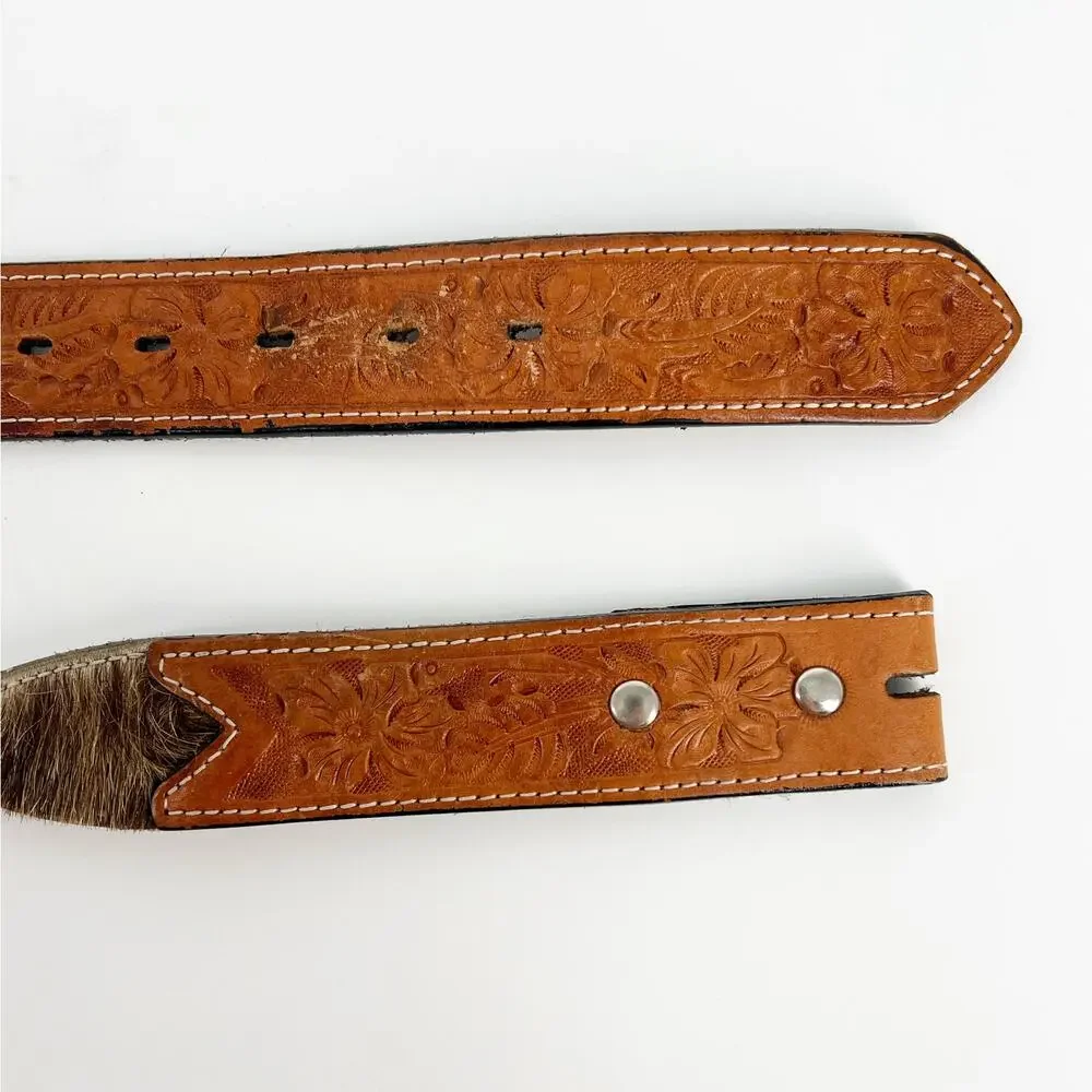 Montana Silversmiths scalloped hair on cow hide western concho belt MSL70 30